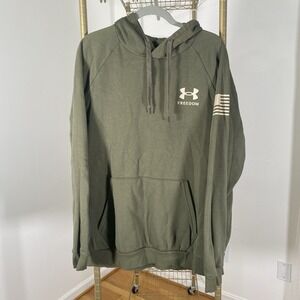 Under Armour Hoodie Men's XXL Green Pockets Freedom Flag Patriotic